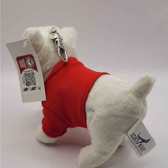 Georgia UGA Bulldogs Soft UGA Mascot Keychain Bulldogs 6" Inches Plush White Red - Picture 4 of 4
